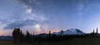 Milky Way and stars at night above Mount Rainier. Sunrise, Mount Rainier National Park, Washington, USA. Image #28723