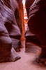 Canyon X, a spectacular slot canyon near Page, Arizona.  Slot canyons are formed when water and wind erode a cut through a (usually sandstone) mesa, producing a very narrow passage that may be as slim as a few feet and a hundred feet or more in height. USA. Image #36007