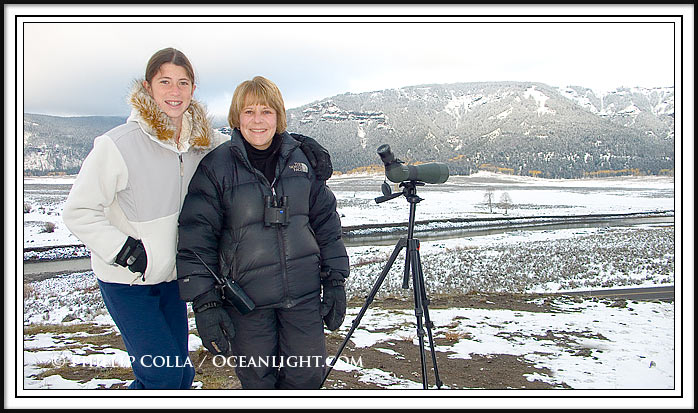 We meet Laurie Lyman on a cold but beautiful morning in the Lamar Valley, Yellowstone. Wolves are in the distant background.