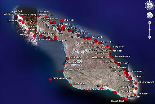 Diving points locations