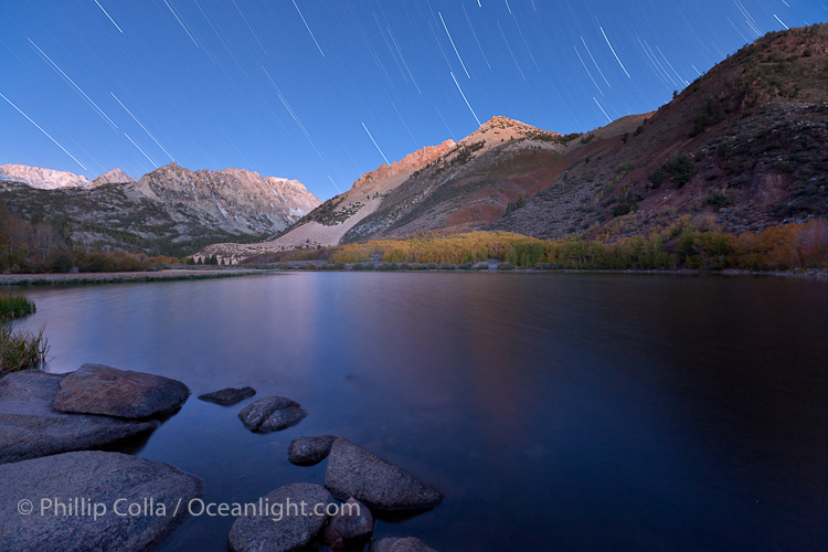 North Lake Star Trails and Pre-sunrise Alpenglow, Bishop Creek Canyon