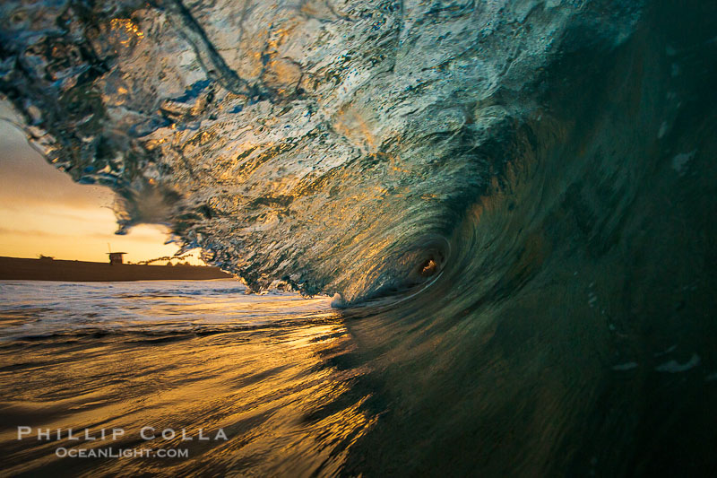 surf photo, beautiful sunrise with clouds and color
