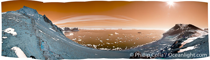 Panorama of Devil Island in Antarctica, Pygoscelis adeliae