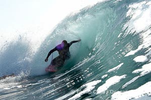 Bodyboarder drops knee, the Wedge, The Wedge, Newport Beach, California