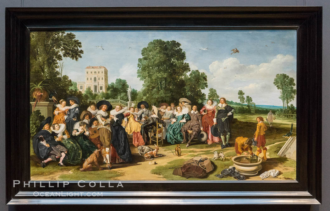 The Fete champetre, Dirck Hals, 1627, oil on panel, h 77.6cm x w 135.7cm. Rijksmuseum, Amsterdam, Holland, Netherlands, natural history stock photograph, photo id 29464