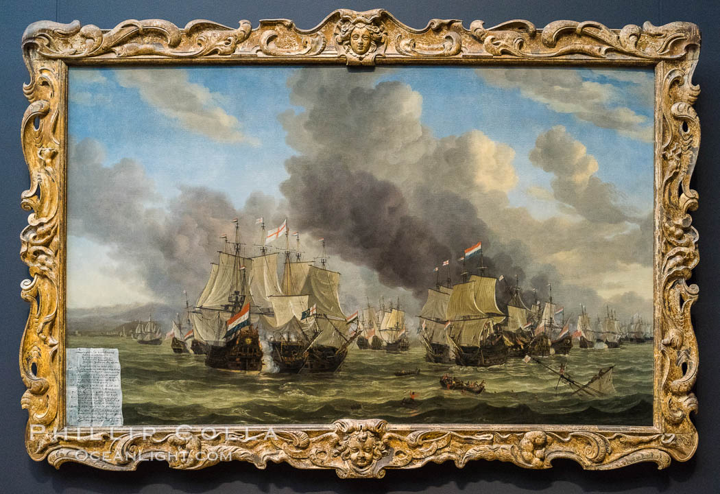 The Battle of Livorno, Reinier Nooms, 1653 - 1664. Oil on canvas, h 142cm  w 225cm. Rijksmuseum, Amsterdam, Holland, Netherlands, natural history stock photograph, photo id 29481