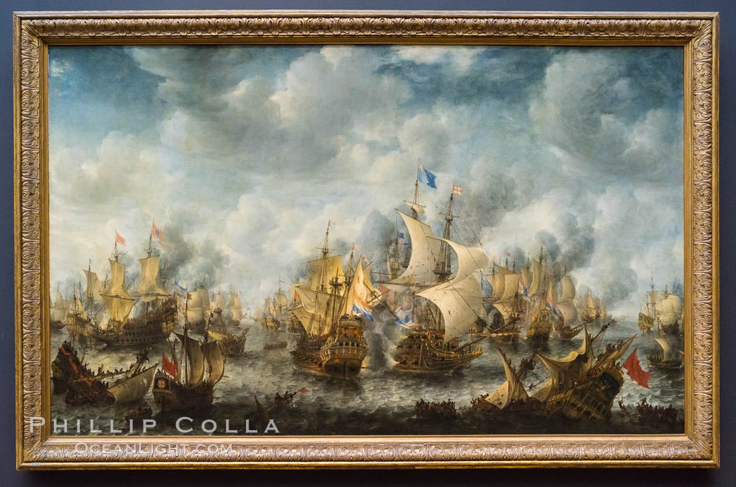 The Battle of Terheide, Jan Abrahamsz. Beerstraten, 1653 - 1666. Oil on canvas, h 176cm  w 281.5cm. Rijksmuseum, Amsterdam, Holland, Netherlands, natural history stock photograph, photo id 29482