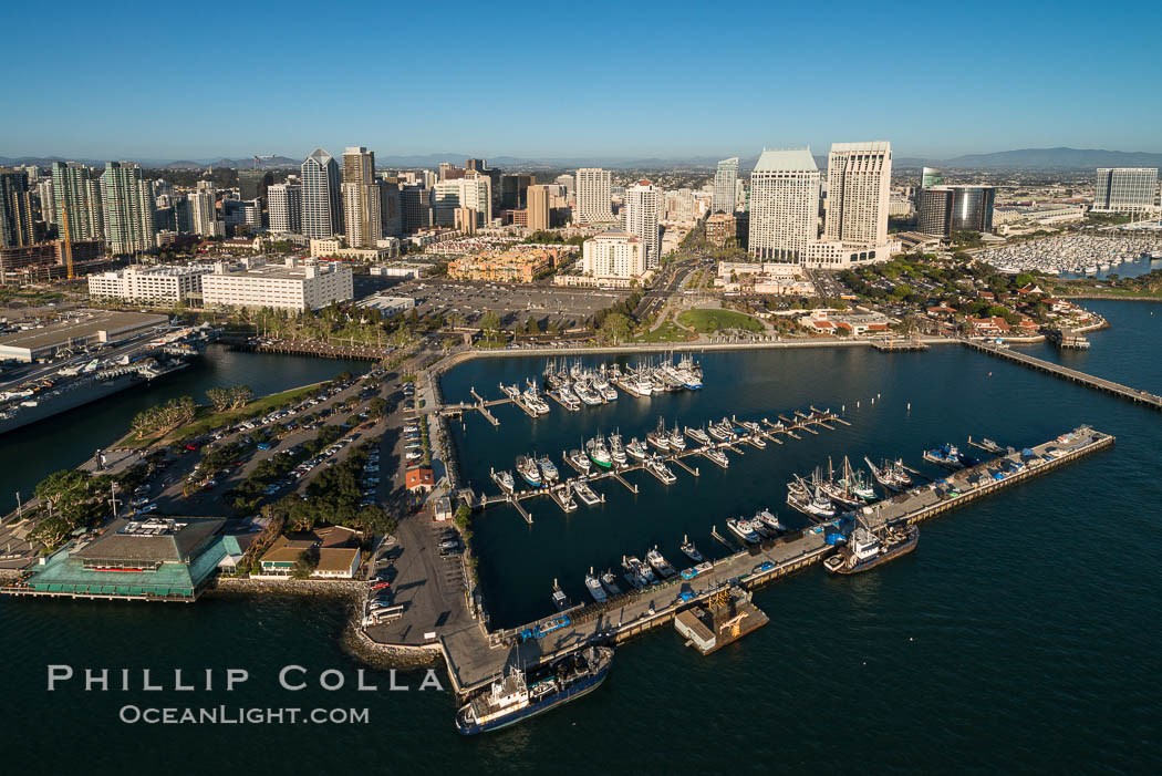 Aerial Photo of Downtown San Diego Waterfront., natural history stock photograph, photo id 30765