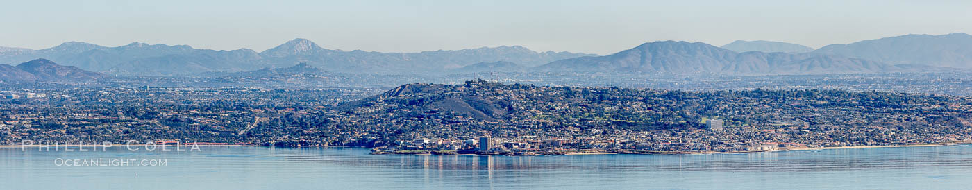 Aerial Panoramic Photograph of La Jolla, Mount Soledad, University City., natural history stock photograph, photo id 29097