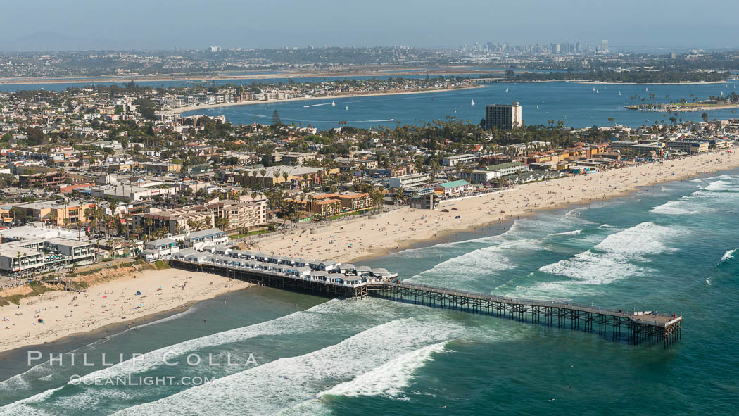 Aerial Photo of Crystal Pier and Pacific Beach. San Diego, California, USA, natural history stock photograph, photo id 30826