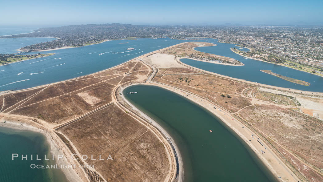 Aerial Photo of Fiesta Island, Mission Bay, San Diego. California, USA, natural history stock photograph, photo id 30829
