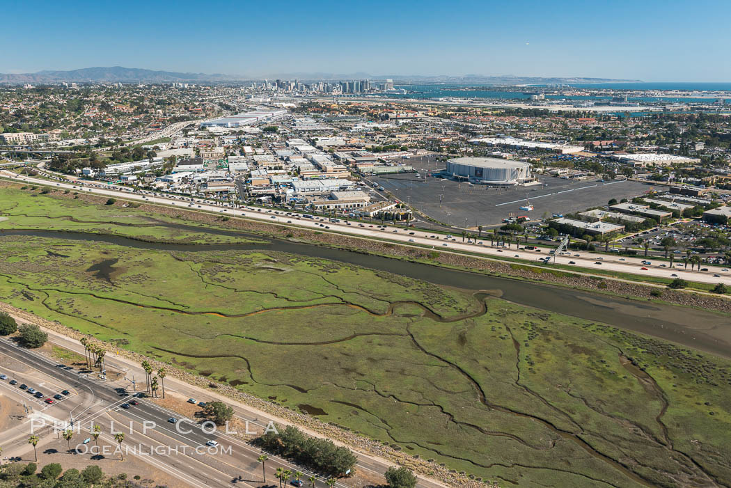 Aerial Photo of San Diego River. California, USA, natural history stock photograph, photo id 30687