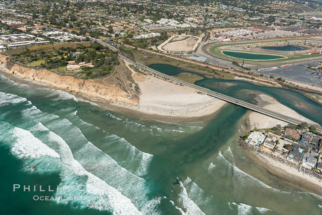 Aerial photo of San Dieguito Lagoon and Dog Beach.  San Dieguito Lagoon State Marine Conservation Area (SMCA) is a marine protected area near Del Mar in San Diego County. California, USA, natural history stock photograph, photo id 30604