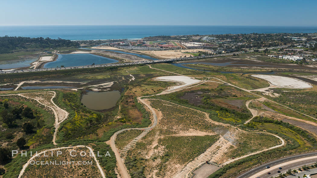 Aerial photo of San Dieguito Lagoon State Marine Conservation Area.  San Dieguito Lagoon State Marine Conservation Area (SMCA) is a marine protected area near Del Mar in San Diego County. California, USA, natural history stock photograph, photo id 30610