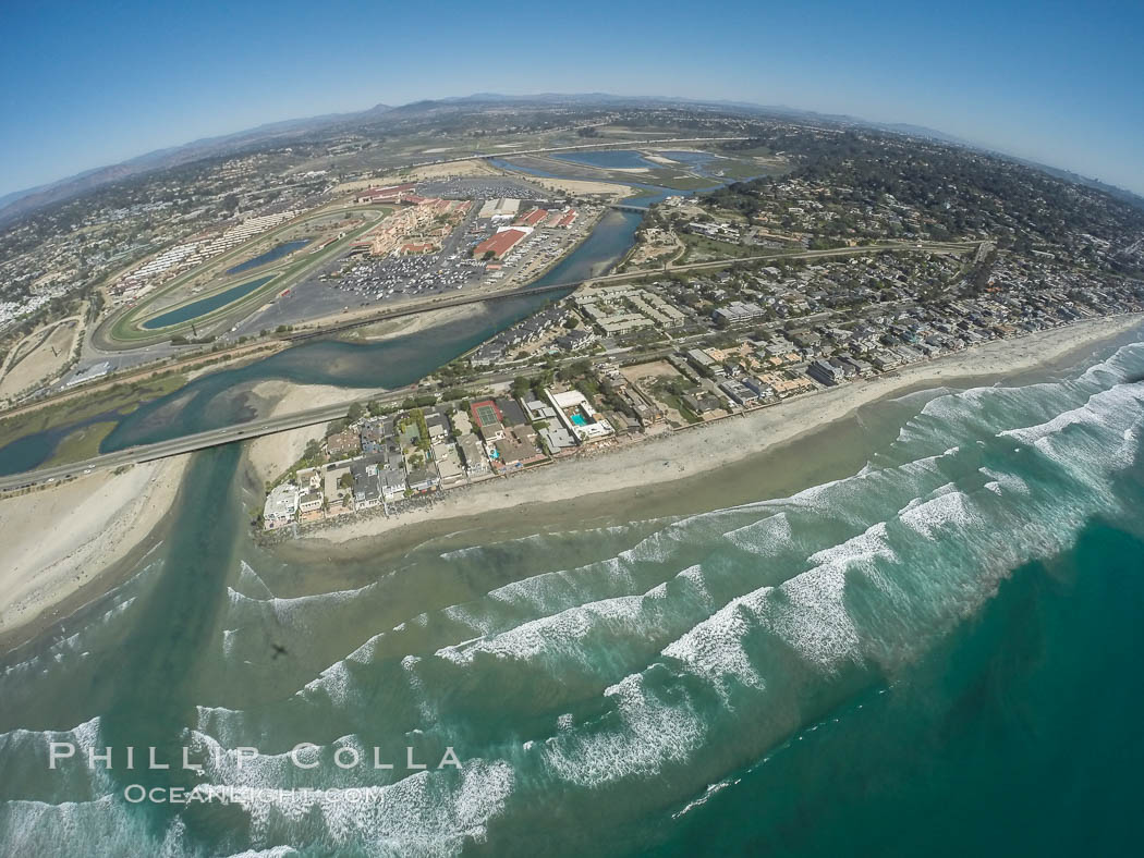 Aerial photo of San Dieguito Lagoon State Marine Conservation Area.  San Dieguito Lagoon State Marine Conservation Area (SMCA) is a marine protected area near Del Mar in San Diego County. California, USA, natural history stock photograph, photo id 30603