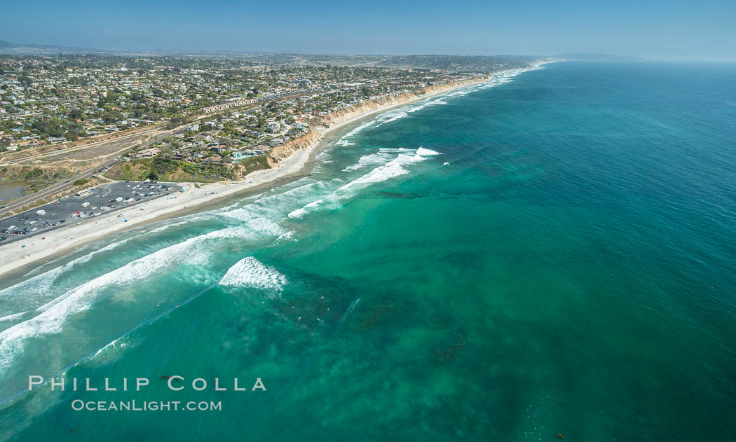 Aerial Photo of Seaside Reef, Cardiff State Beach and Tabletops Reef. Solana Beach, California, USA, natural history stock photograph, photo id 30842