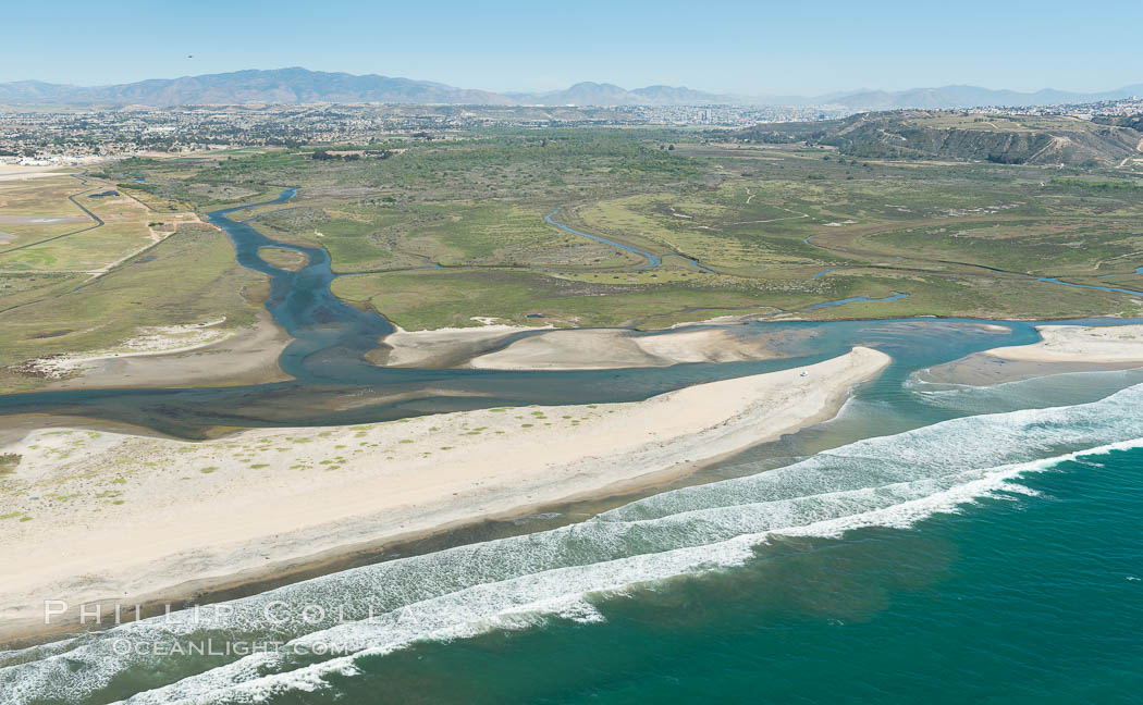 Aerial Photo of Tijuana River Mouth SMCA.  Tijuana River Mouth State Marine Conservation Area borders Imperial Beach and the Mexican Border. California, USA, natural history stock photograph, photo id 30646