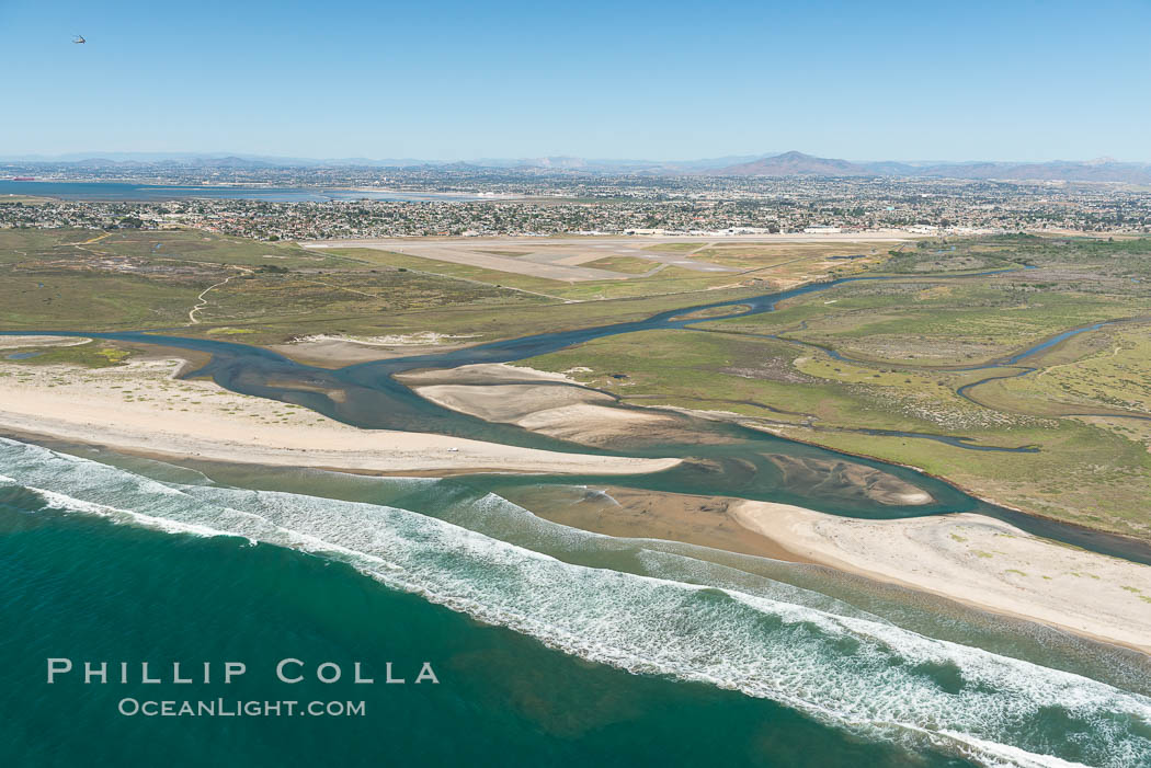 Aerial Photo of Tijuana River Mouth SMCA.  Tijuana River Mouth State Marine Conservation Area borders Imperial Beach and the Mexican Border. California, USA, natural history stock photograph, photo id 30648
