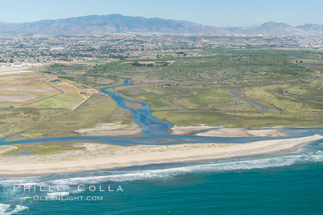 Aerial Photo of Tijuana River Mouth SMCA.  Tijuana River Mouth State Marine Conservation Area borders Imperial Beach and the Mexican Border. California, USA, natural history stock photograph, photo id 30656