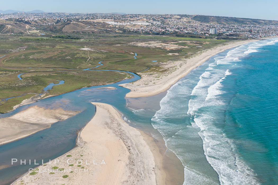 Aerial Photo of Tijuana River Mouth SMCA.  Tijuana River Mouth State Marine Conservation Area borders Imperial Beach and the Mexican Border. California, USA, natural history stock photograph, photo id 30655