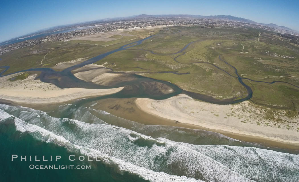Aerial Photo of Tijuana River Mouth SMCA.  Tijuana River Mouth State Marine Conservation Area borders Imperial Beach and the Mexican Border. California, USA, natural history stock photograph, photo id 30657