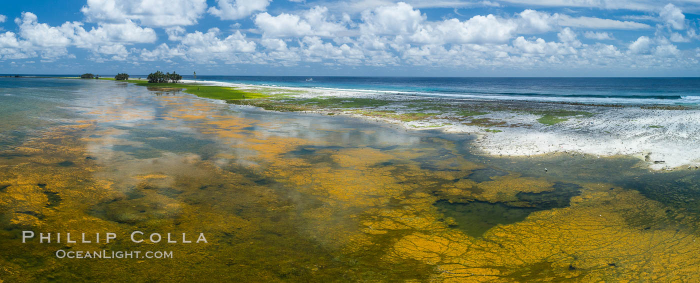 Aerial view of the lagoon inside Clipperton Island. The lagoon within the atoll was formerly open to the ocean but has been closed and stagnant for many decades. Some experts believe erosion will open the lagoon up to the ocean again soon. Clipperton Island, a minor territory of France also known as Ile de la Passion, is a spectacular coral atoll in the eastern Pacific. By permit HC / 1485 / CAB (France)