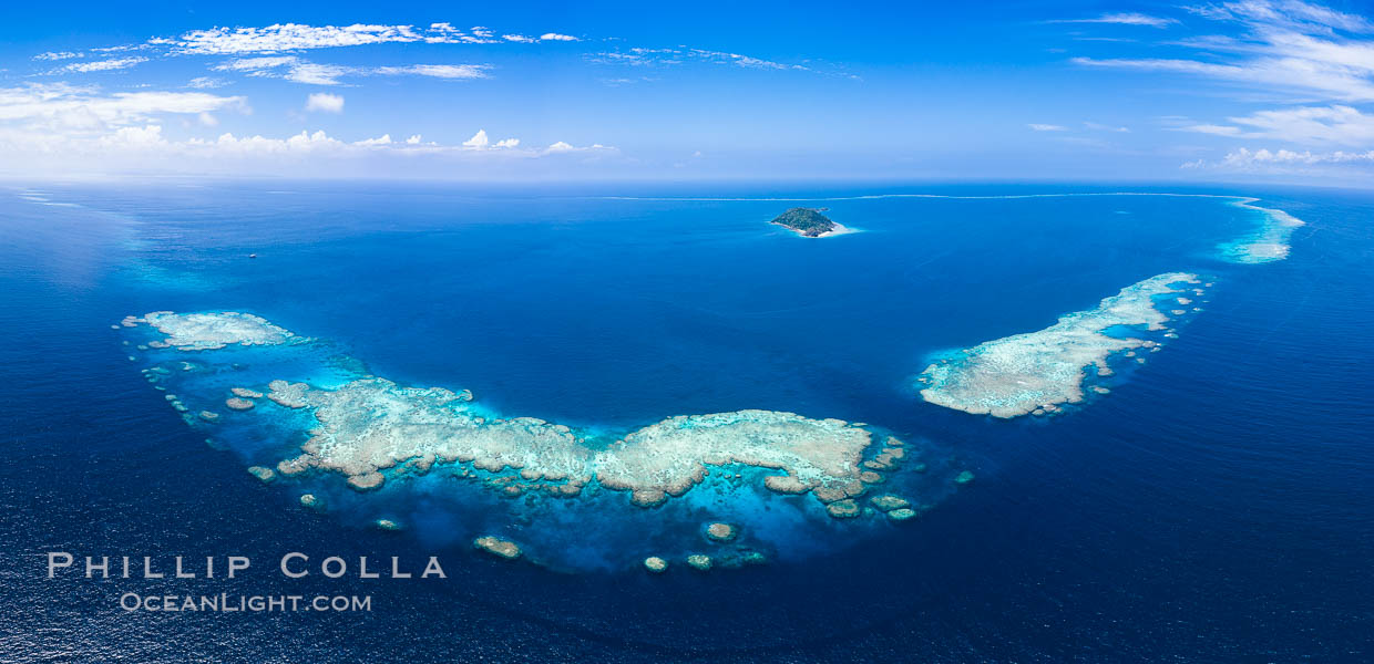 Aerial View of Namena Marine Reserve and Coral Reefs, Namena Island, Fiji