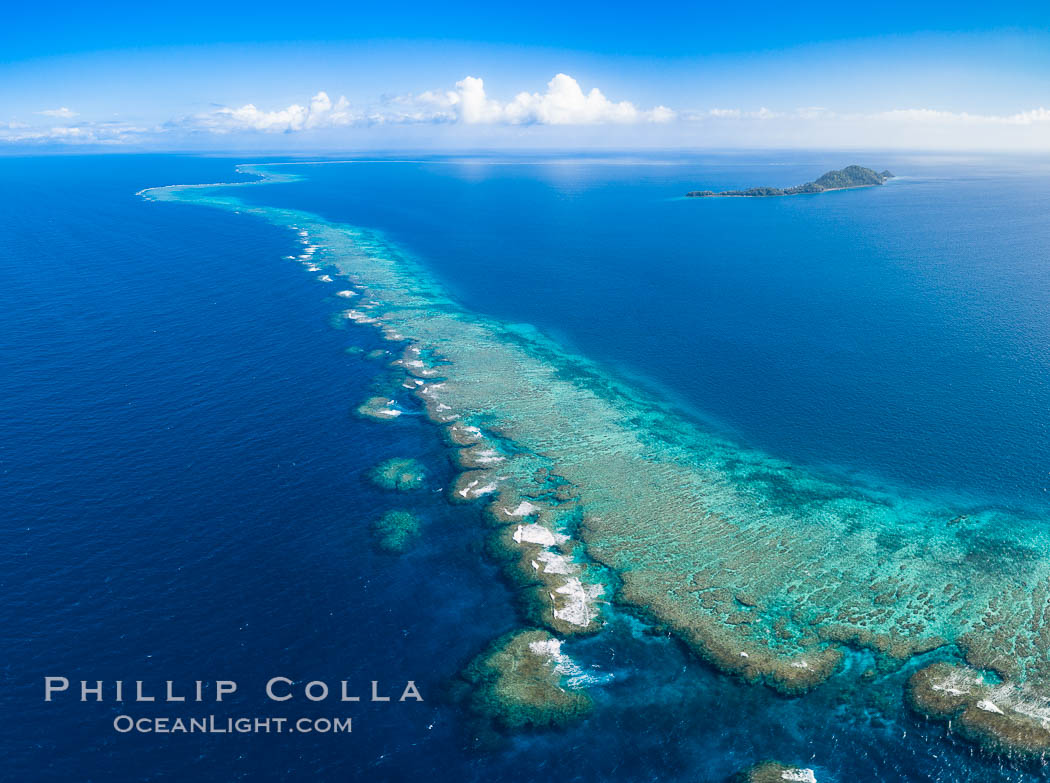 Aerial View of Namena Marine Reserve and Coral Reefs, Namena Island, Fiji., natural history stock photograph, photo id 34683