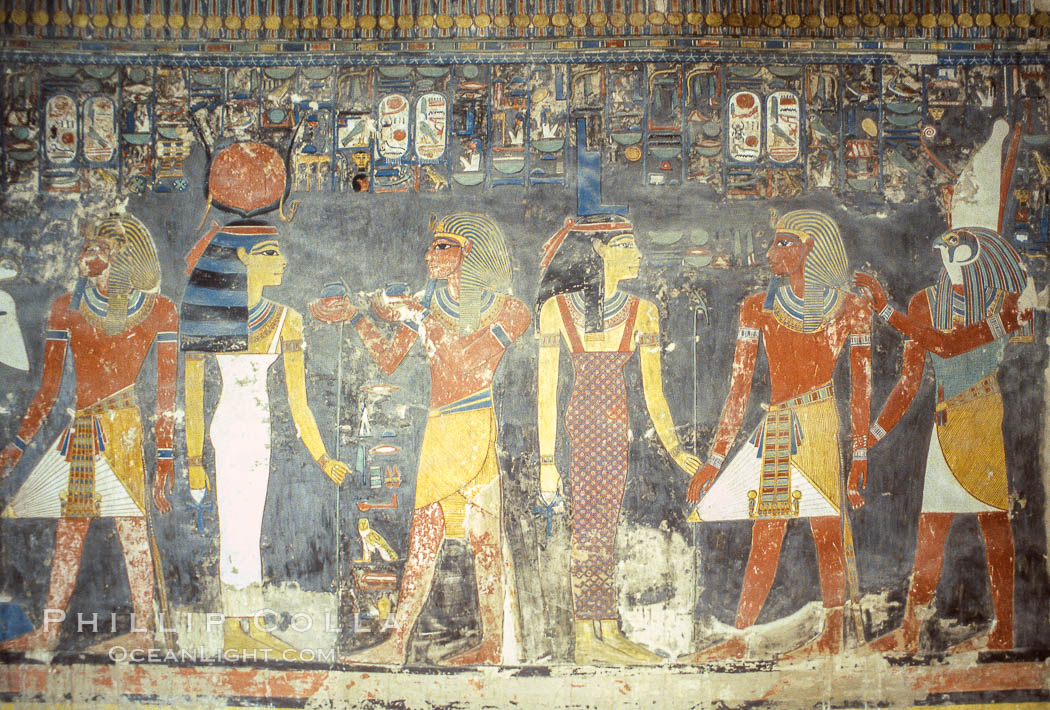 Ancient wall paintings,Valley of the Kings, Luxor, Egypt