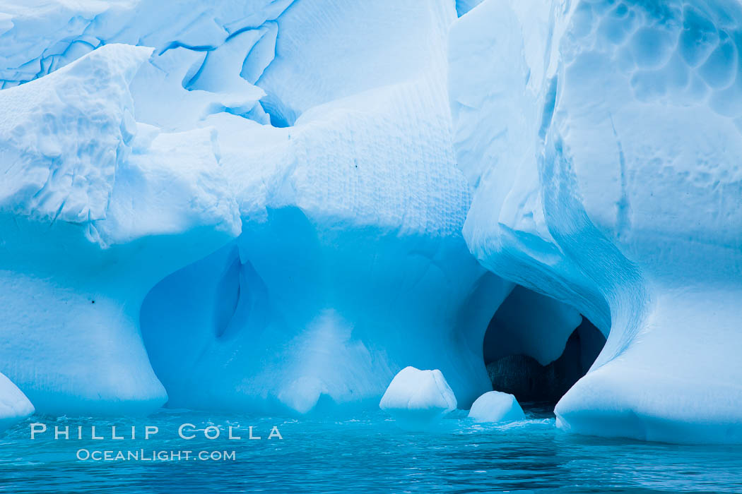 Antarctic icebergs, sculpted by ocean tides into fantastic shapes, Cierva Cove