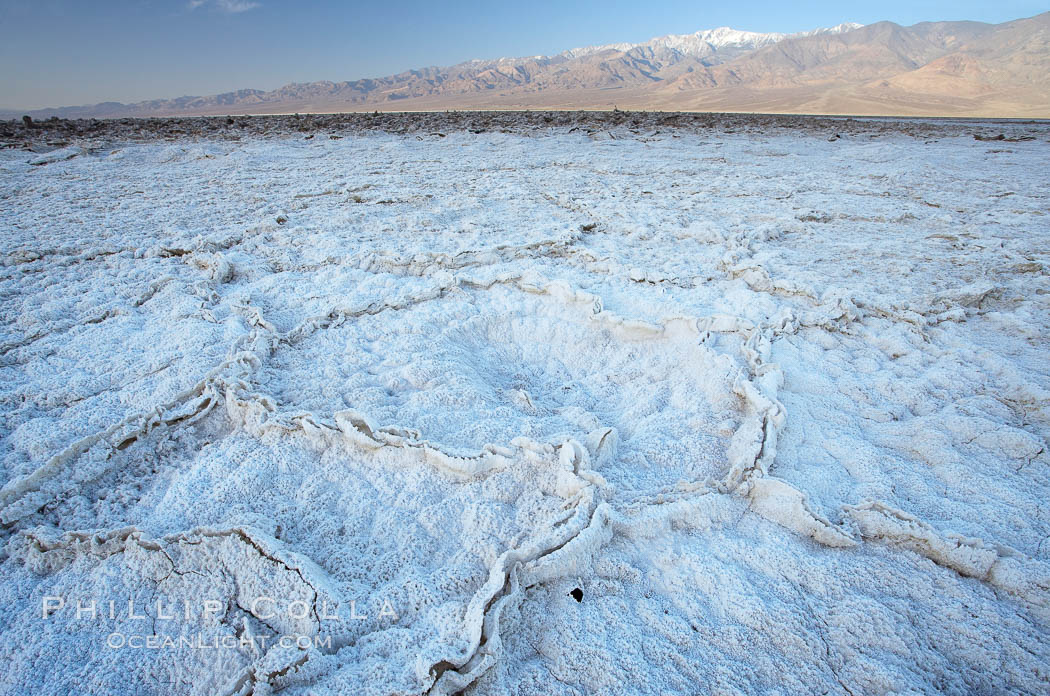 Devils Golf Course. Evaporated salt has formed into gnarled, complex crystalline shapes on the salt pan of Death Valley National Park, one of the largest salt pans in the world.  The shapes are constantly evolving as occasional floods submerge the salt concretions before receding and depositing more salt. California, USA, natural history stock photograph, photo id 20551