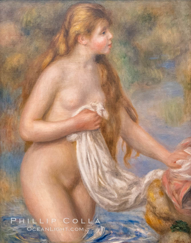 Baigneuse aux cheveux longs, Pierre-Auguste Renoir, 1895,  Musee de l"Orangerie. Musee de lOrangerie, Paris, France, natural history stock photograph, photo id 35634