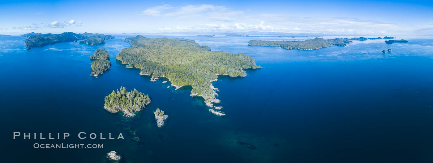 Balaklava Island and Browning Pass, location of the best cold water diving in the world, aerial photo. British Columbia, Canada, natural history stock photograph, photo id 34485