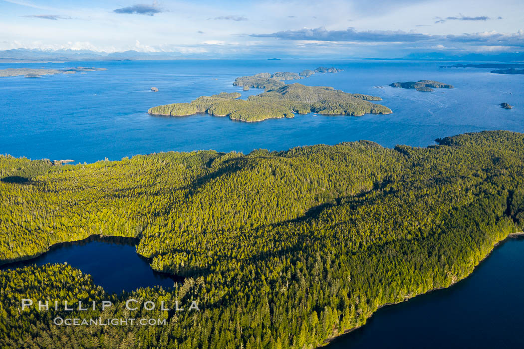 Balaklava Island and Hurst Island, aerial view, Canada. British Columbia, natural history stock photograph, photo id 35540