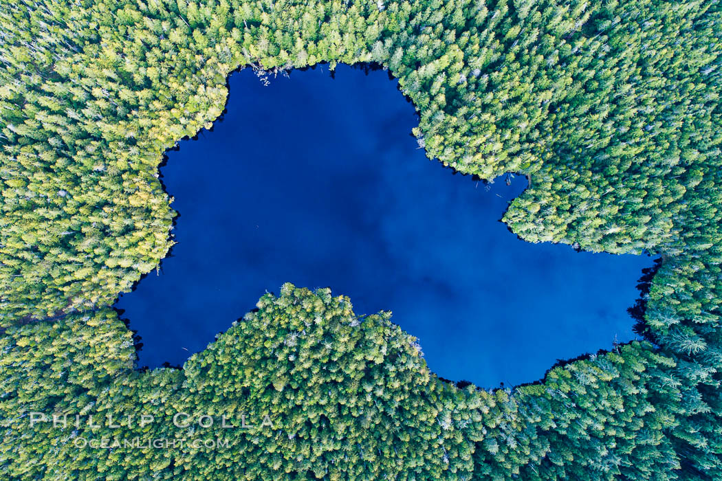 Balaklava Lake on Balaklava Island, Aerial Photo. British Columbia, Canada, natural history stock photograph, photo id 34469