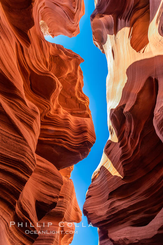 Lower Antelope Canyon, a deep, narrow and spectacular slot canyon lying on Navajo Tribal lands near Page, Arizona. Navajo Tribal Lands, USA, natural history stock photograph, photo id 37774