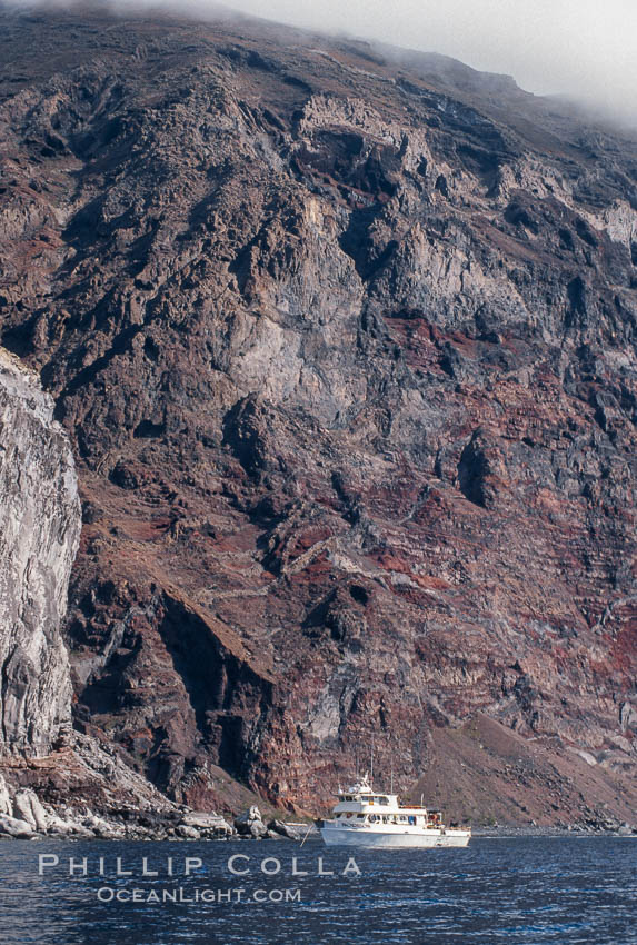 Boat Horizon below cliffs near Spanish Cove. Guadalupe Island (Isla Guadalupe), Baja California, Mexico, natural history stock photograph, photo id 03701