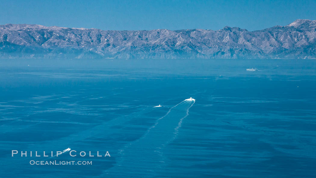 Boats crossing the San Pedro Channel to Catalina Island., natural history stock photograph, photo id 26043