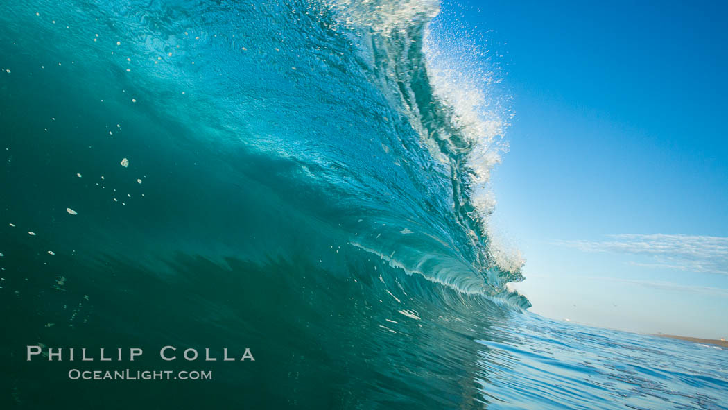Breaking wave, morning, barrel shaped surf, California. USA, natural history stock photograph, photo id 27994