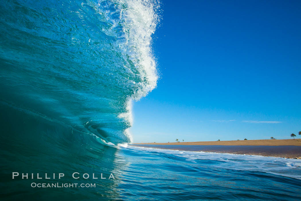 Breaking wave, morning, barrel shaped surf, California. USA, natural history stock photograph, photo id 28000