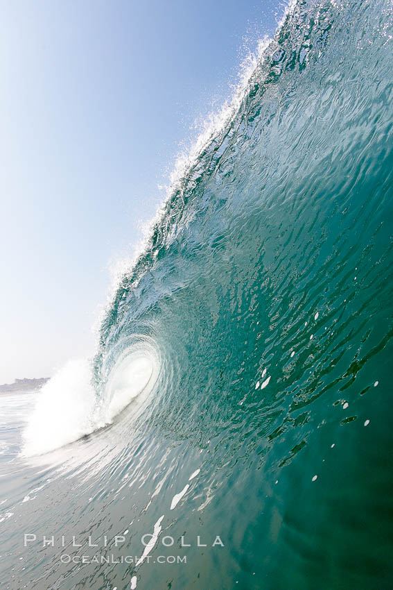 Breaking wave, morning surf, curl, tube, Ponto, Carlsbad, California