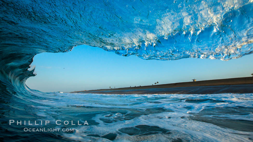 Breaking wave, morning, barrel shaped surf, California. The Wedge, Newport Beach, USA, natural history stock photograph, photo id 27981