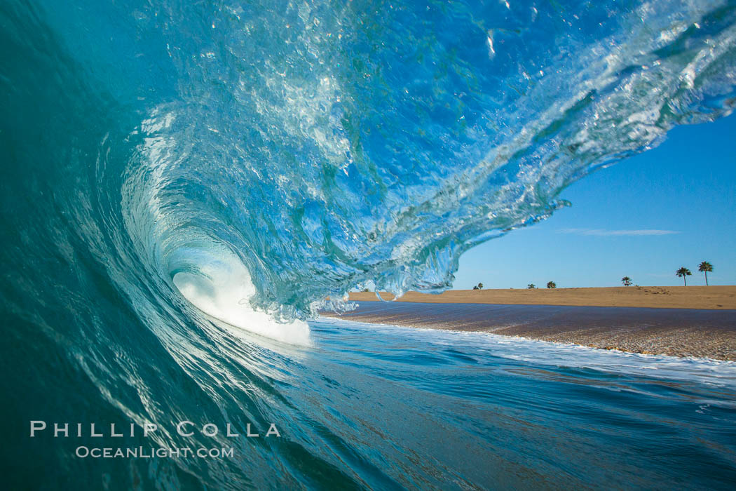 Breaking wave, morning, barrel shaped surf, California. USA, natural history stock photograph, photo id 27997