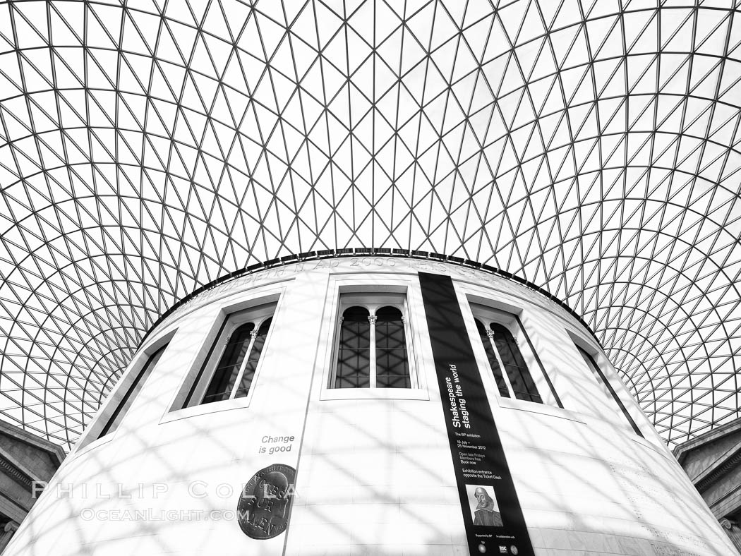 British Museum central foyer and ceiling. London, United Kingdom, natural history stock photograph, photo id 28324