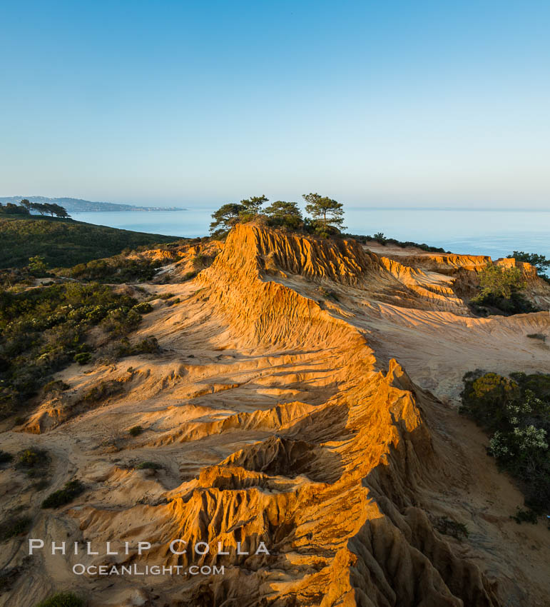 Broken Hill and view to La Jolla, panoramic photographic, from Torrey Pines State Reserve, sunrise. San Diego, California, USA, natural history stock photograph, photo id 28465