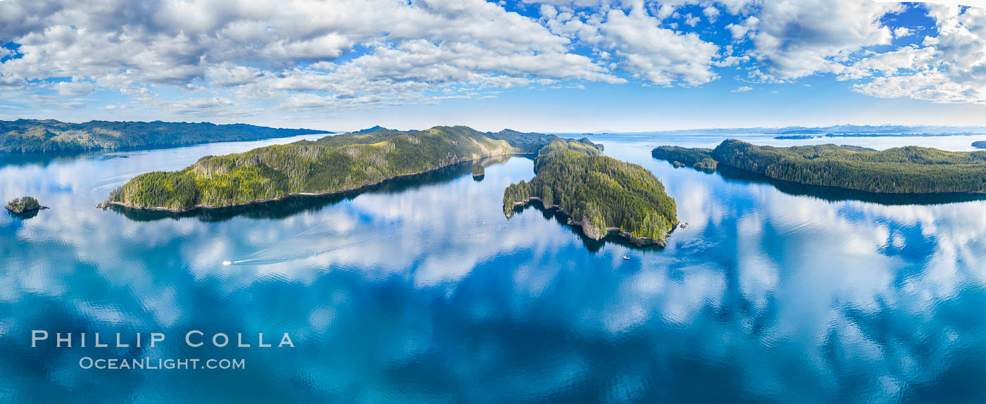Browning Pass aerial photo, with Nigei Island (left) and Balackava Island (right). British Columbia, Canada, natural history stock photograph, photo id 35534