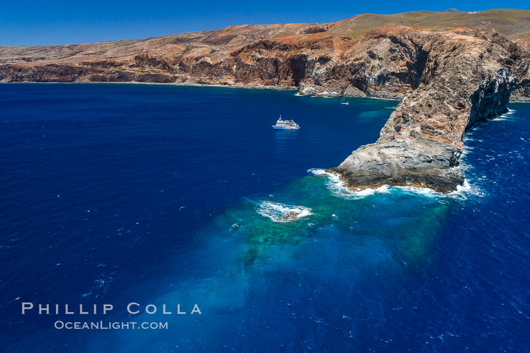 Cabo Pearce on Socorro Island, aerial photo, Revillagigedos Islands, Mexico. Socorro Island (Islas Revillagigedos), Baja California, natural history stock photograph, photo id 32909