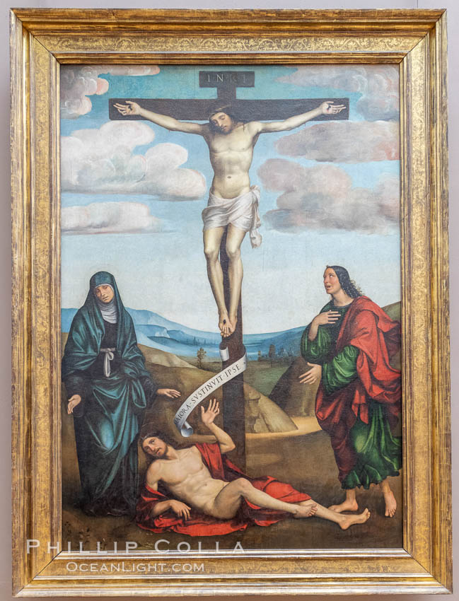 Calvary with St. Job at the Foot of the Cross, 1514, Francesco Francia, Musee du Louvre, Paris., natural history stock photograph, photo id 35647