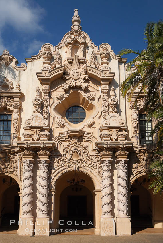 Casa del Prado, South Facade. Balboa Park, San Diego, California, USA, natural history stock photograph, photo id 14609