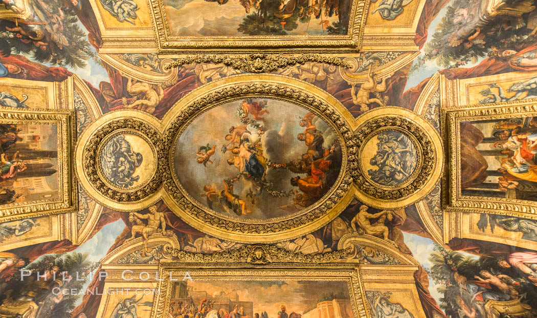 Ceiling art detail, Chateau de Versailles, Paris, France